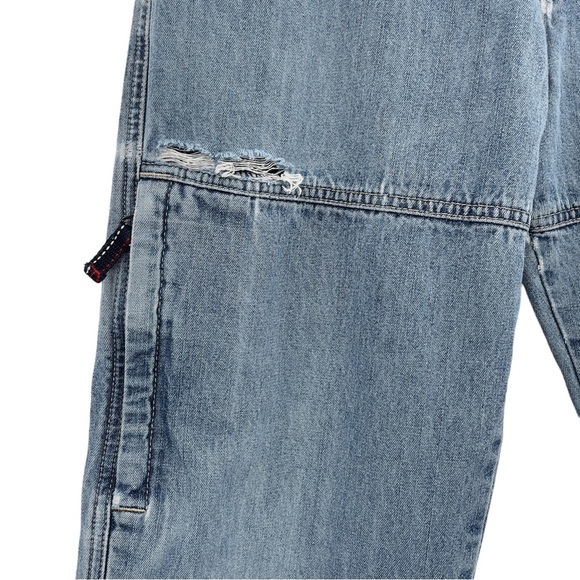 Vintage 2002 Tommy Hilfiger Cargo Jeans Distressed Medium Wash Blue Boys 18 2/4 - Picture 11 of 16